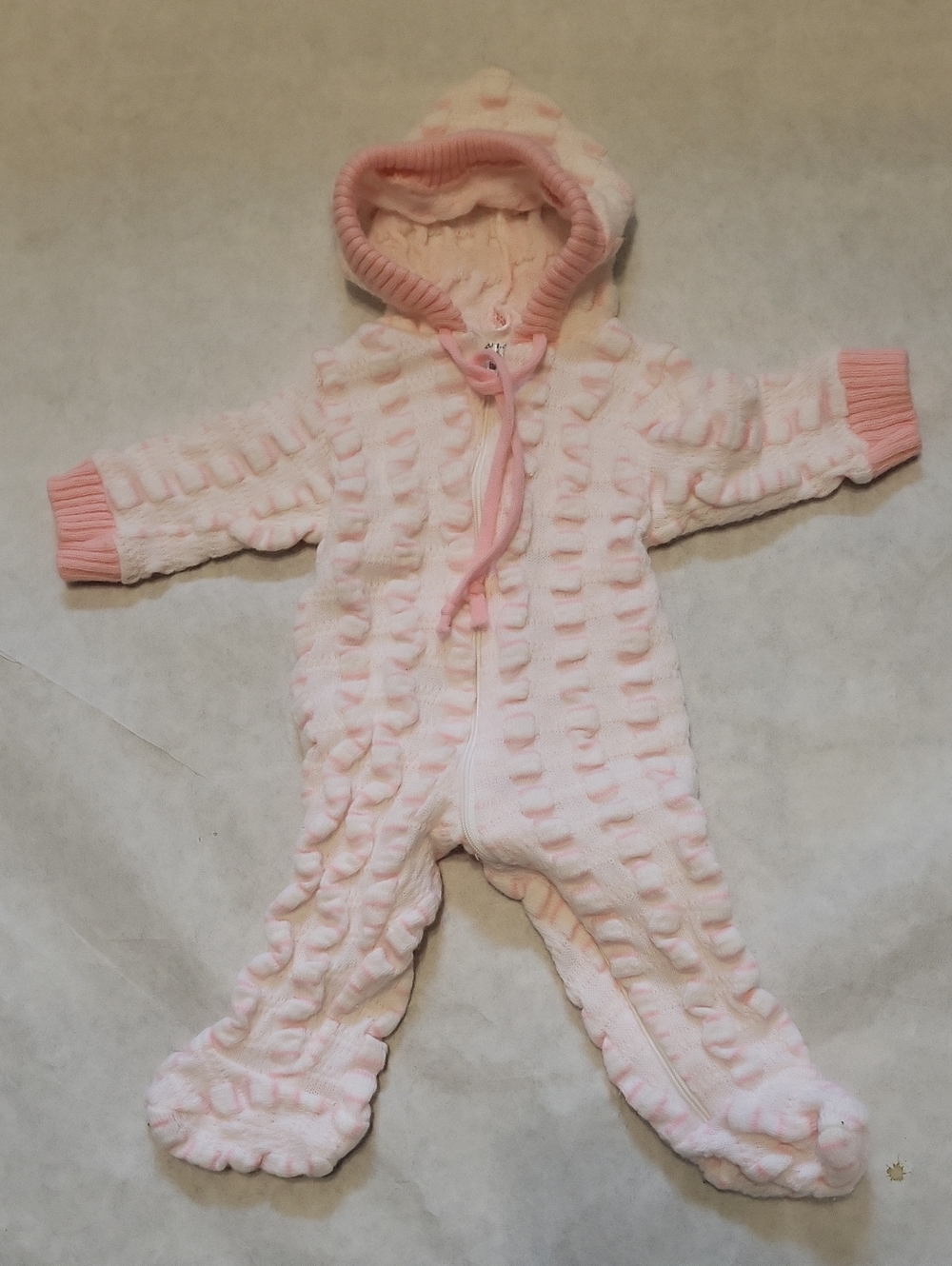 Vintage hooded footed romper/footie